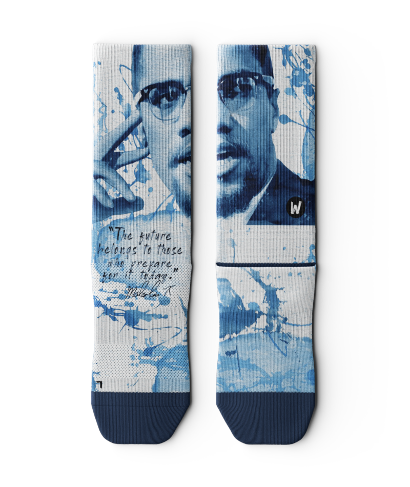 Watercolor Malcolm X Split Face Socks